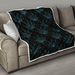Blue And Green Weed Leaf Pattern Print Quilt