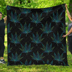 Blue And Green Weed Leaf Pattern Print Quilt