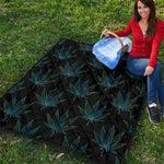 Blue And Green Weed Leaf Pattern Print Quilt