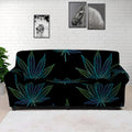Blue And Green Weed Leaf Pattern Print Sofa Cover