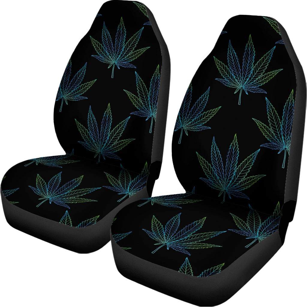 Blue And Green Weed Leaf Pattern Print Universal Fit Car Seat Covers