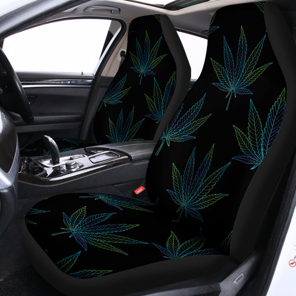 Blue And Green Weed Leaf Pattern Print Universal Fit Car Seat Covers