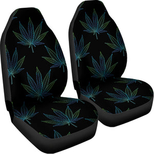 Blue And Green Weed Leaf Pattern Print Universal Fit Car Seat Covers