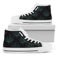 Blue And Green Weed Leaf Pattern Print White High Top Sneakers