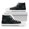 Blue And Green Weed Leaf Pattern Print White High Top Shoes