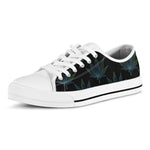 Blue And Green Weed Leaf Pattern Print White Low Top Shoes