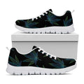 Blue And Green Weed Leaf Pattern Print White Running Shoes