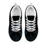 Blue And Green Weed Leaf Pattern Print White Sneakers