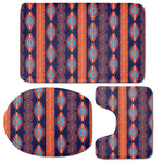 Blue And Orange Southwestern Print 3 Piece Bath Mat Set