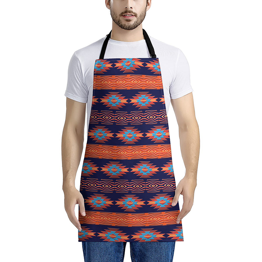 Blue And Orange Southwestern Print Apron