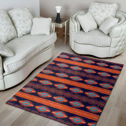 Blue And Orange Southwestern Print Area Rug