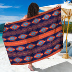 Blue And Orange Southwestern Print Beach Sarong Wrap