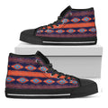 Blue And Orange Southwestern Print Black High Top Sneakers