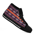 Blue And Orange Southwestern Print Black High Top Shoes