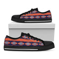 Blue And Orange Southwestern Print Black Low Top Sneakers