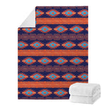 Blue And Orange Southwestern Print Blanket