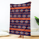 Blue And Orange Southwestern Print Blanket