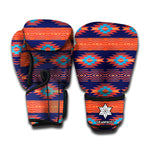 Blue And Orange Southwestern Print Boxing Gloves