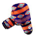 Blue And Orange Southwestern Print Boxing Gloves
