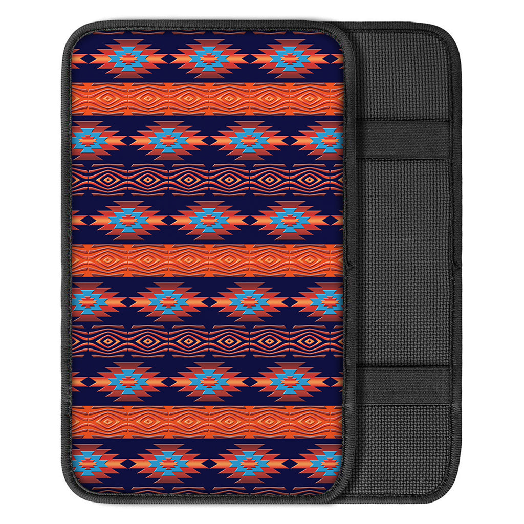 Blue And Orange Southwestern Print Car Center Console Cover