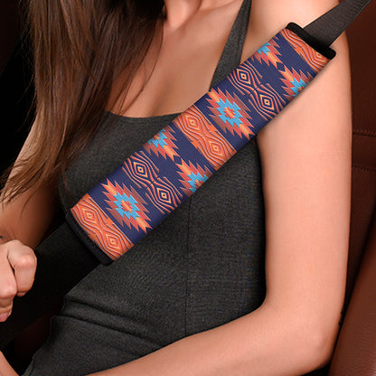 Blue And Orange Southwestern Print Car Seat Belt Covers