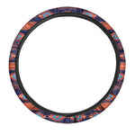 Blue And Orange Southwestern Print Car Steering Wheel Cover