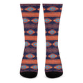 Blue And Orange Southwestern Print Crew Socks