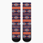 Blue And Orange Southwestern Print Crew Socks