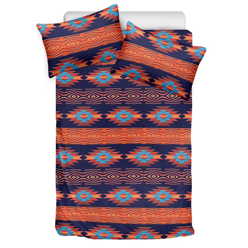 Blue And Orange Southwestern Print Duvet Cover Bedding Set