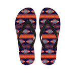 Blue And Orange Southwestern Print Flip Flops