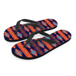 Blue And Orange Southwestern Print Flip Flops