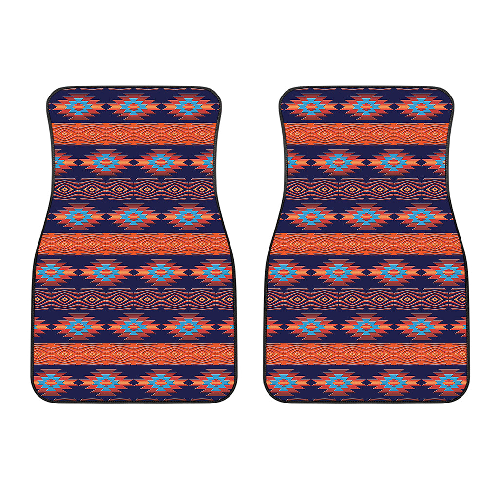 Blue And Orange Southwestern Print Front Car Floor Mats