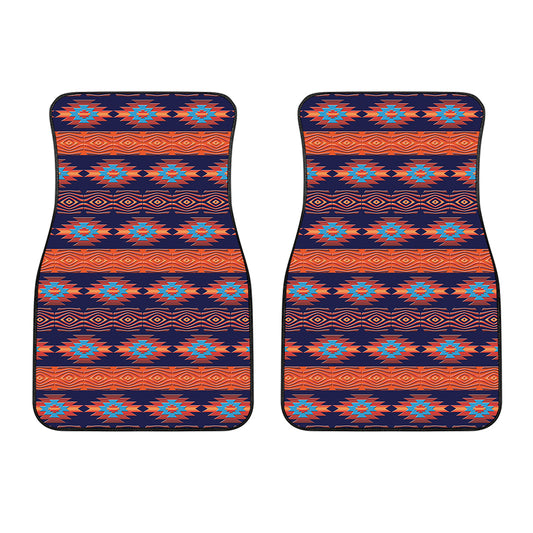 Blue And Orange Southwestern Print Front Car Floor Mats