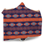 Blue And Orange Southwestern Print Hooded Blanket