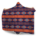 Blue And Orange Southwestern Print Hooded Blanket