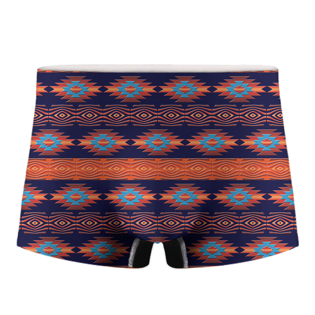 Blue And Orange Southwestern Print Men's Boxer Briefs