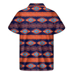 Blue And Orange Southwestern Print Men's Short Sleeve Shirt