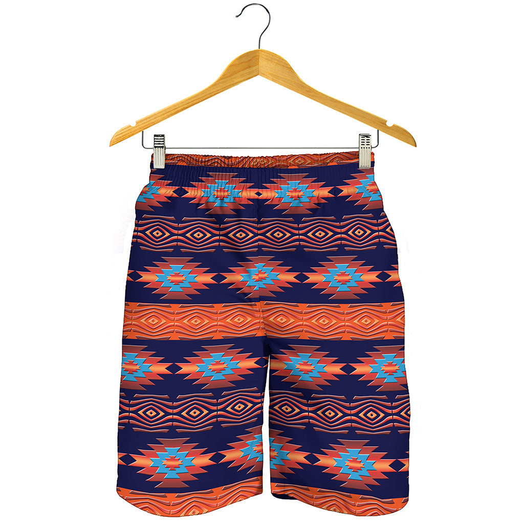 Blue And Orange Southwestern Print Men's Shorts