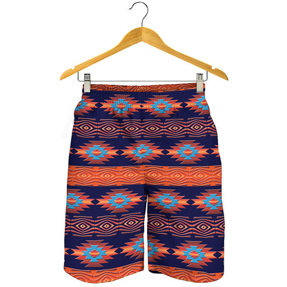 Blue And Orange Southwestern Print Men's Shorts
