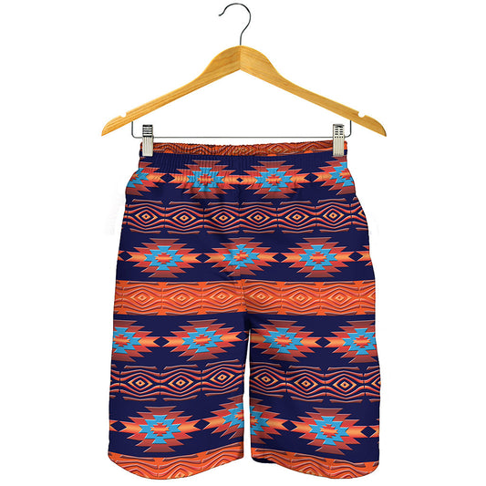 Blue And Orange Southwestern Print Men's Shorts