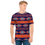 Blue And Orange Southwestern Print Men's T-Shirt