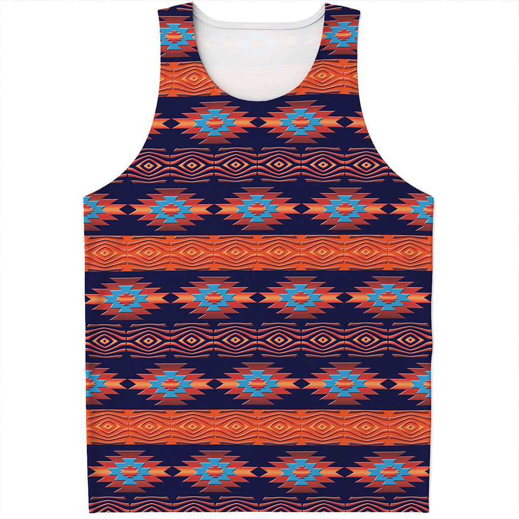 Blue And Orange Southwestern Print Men's Tank Top