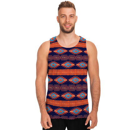 Blue And Orange Southwestern Print Men's Tank Top