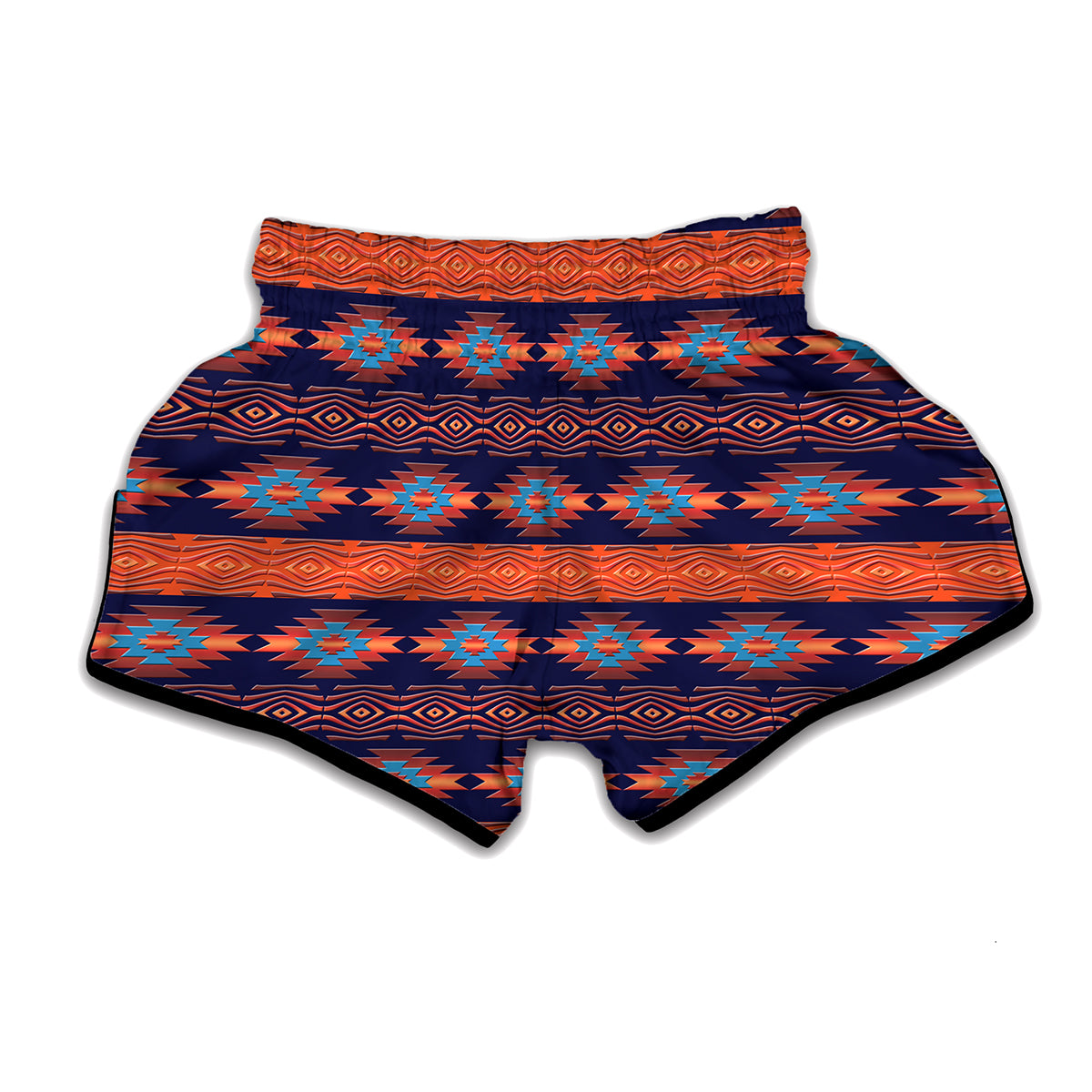 Blue And Orange Southwestern Print Muay Thai Boxing Shorts