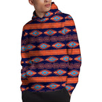 Blue And Orange Southwestern Print Pullover Hoodie