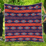 Blue And Orange Southwestern Print Quilt
