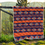 Blue And Orange Southwestern Print Quilt