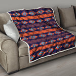 Blue And Orange Southwestern Print Quilt