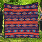 Blue And Orange Southwestern Print Quilt