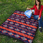 Blue And Orange Southwestern Print Quilt